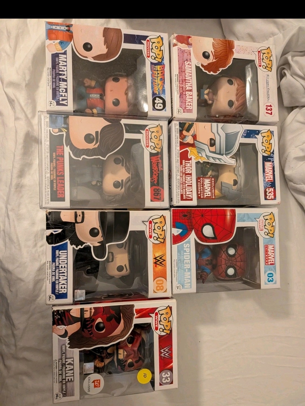 Funko Pop! Multicolor Collectible Figure Lot featuring Red and Blue Accents